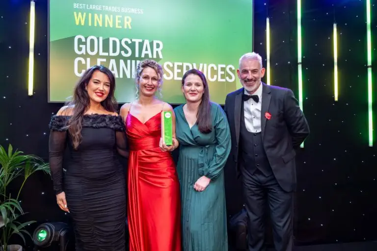 Rachel Willox of Goldstar, winners of 2024 Trades Awards withe the judges.